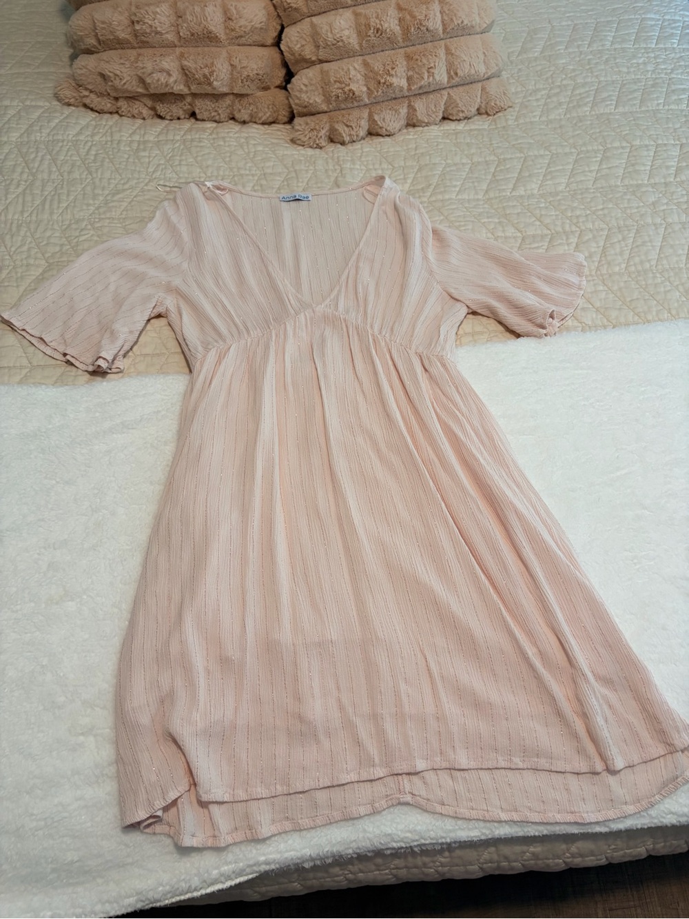 Light Pink Long Sleeve Empire Waist Dress